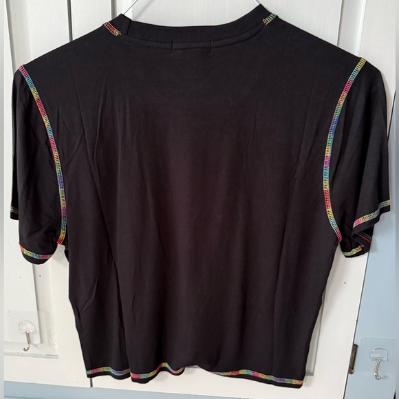 SOCIAL COLLISION LOVE Black Graphic Tee Shirt Mushrooms Butterfly Groovy Size L - Picture 5 of 7